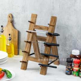 木制多层刀架厨房刀具使用底座日式刺身三文鱼刀架可折叠刀具支架