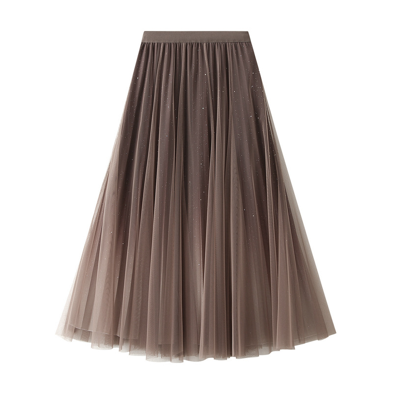 Women's Starry Sky Gradient Pleated Mesh Skirt For Autumn Winter_voghion.com