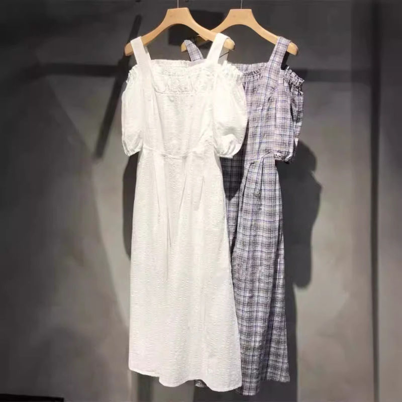 Japanese M 2024 Summer New Artistic Style Long Dress with Off-shoulder Pattern 028HSZ30-0851