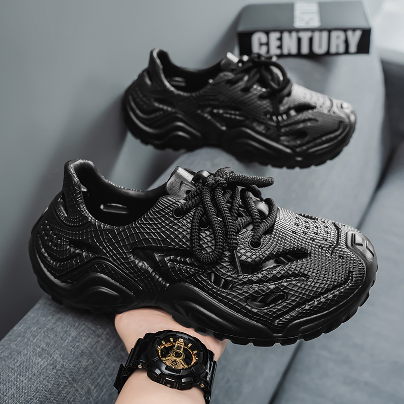 Trazando el río, zapatos con agujeros, estilo de hombre 2025, nueva playa, antideslizante, pisando la mierda, zapatillas Baotou, uso de verano image 3