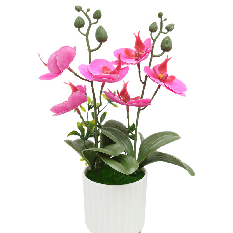 跨境欧式仿真盆栽假花桌面摆放美陈仿真蝴蝶兰盆景3D人造花田园风|undefined