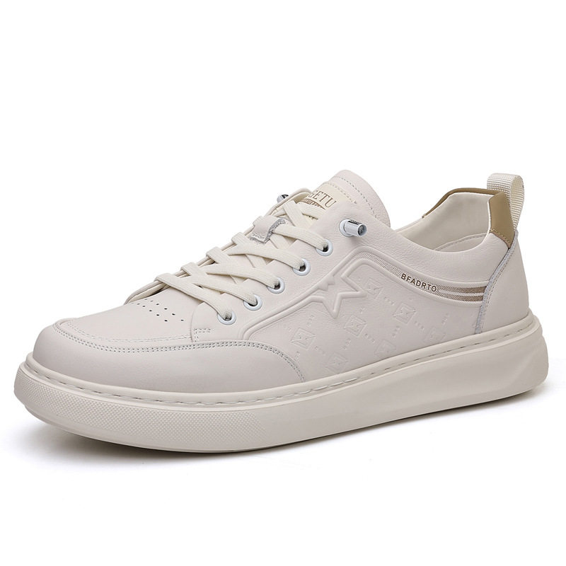 Giày lười nam da bò lớp đầu, sneaker casual da thật dễ phối đồ, gót thấp 1–3 cm — Màu trắng, màu đen