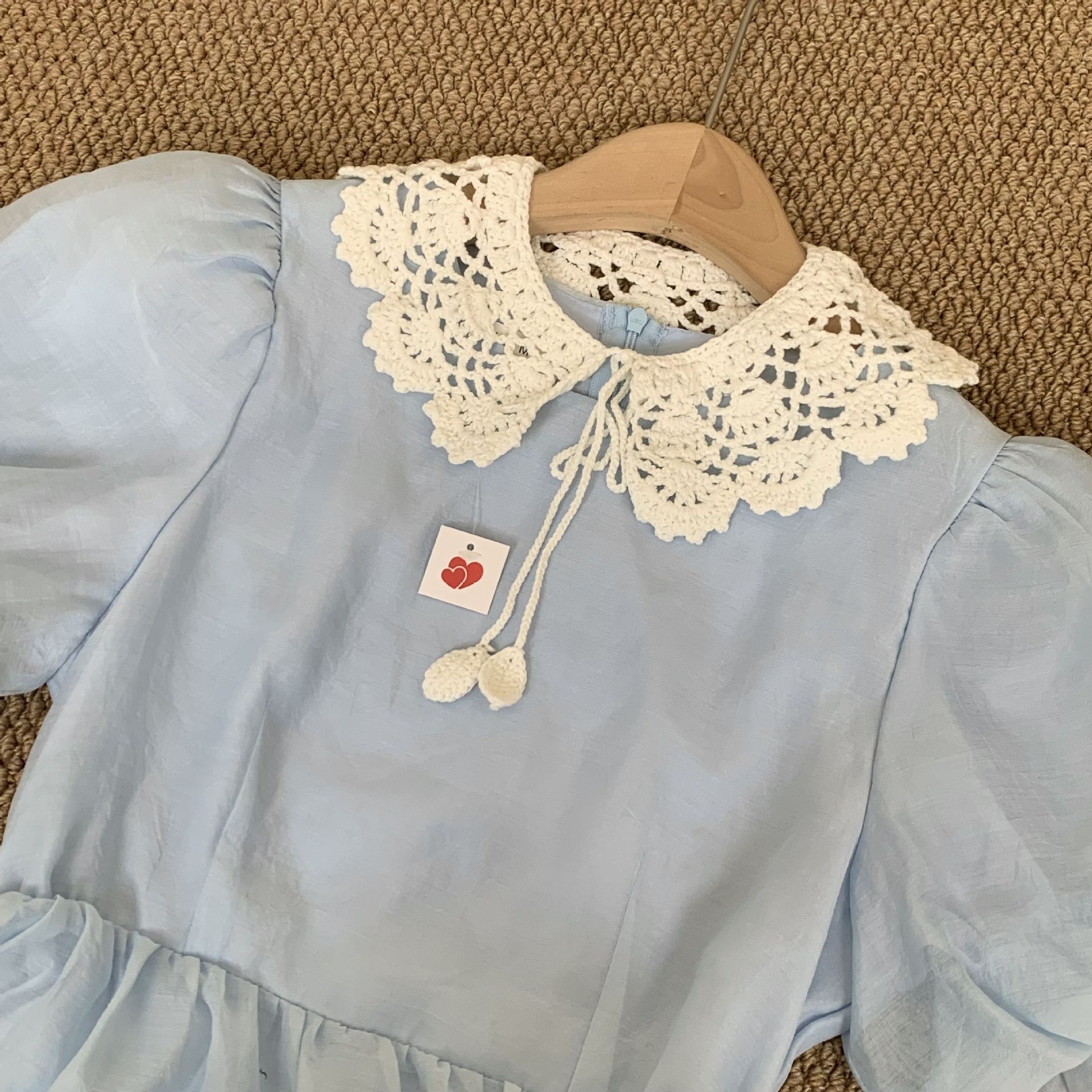 Cuello falso cuello niños bordado camisa de encaje hueco decoración pequeña fresca lazo muñeca cuello flor chal protector solar