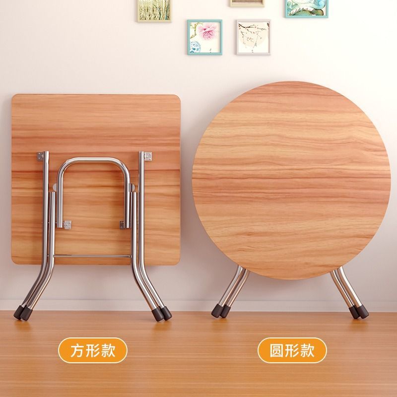 Folding Table for Home Use, Small Apartment Dining Square Table, Outdoor Stall Camping Simple Round Small Table