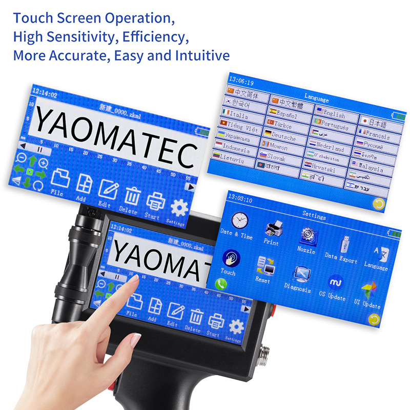 Impresora de inyección de tinta portátil YaomatecS, máquina de codificación de fechas de producción por lotes para envasado médico y alimentario automático.