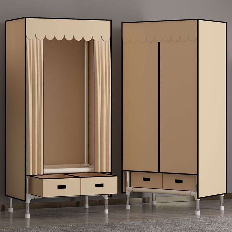 Simple Wardrobe Assembly, Sturdy and Durable, Thickened for Rental Apartments, with Drawers for Storage, Fabric Full-Hanging Wardrobe