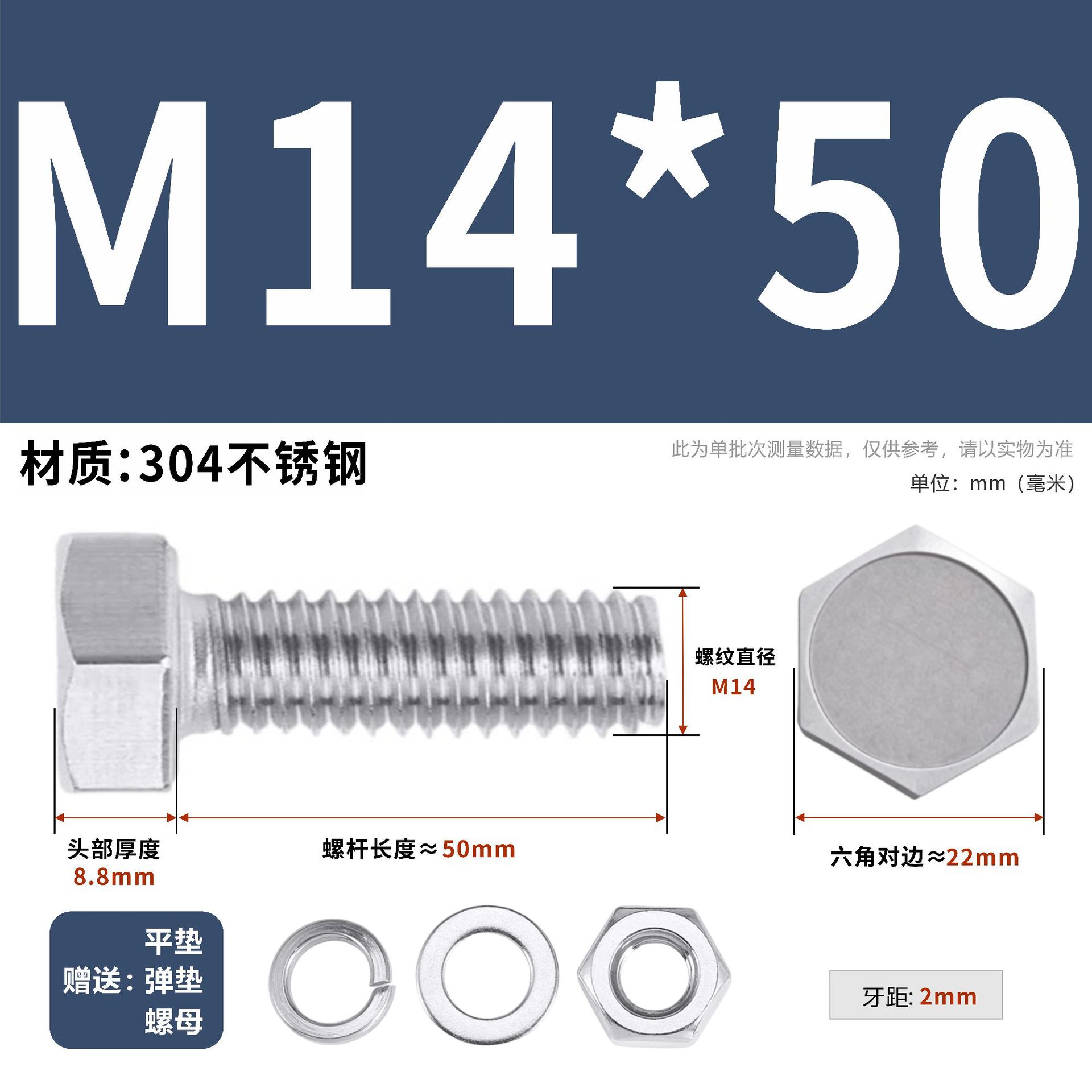 304 acero inoxidable tuerca perno hexagonal conjunto de accesorios de almohadilla de resorte M3M4M5M6M12 image 167