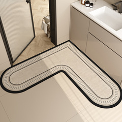L字型コーナー浴室マットハート型トイレ珪藻泥吸水速乾足マットトイレ入り口滑り止めカーペット