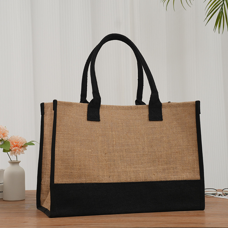 源工場直売麻布袋化粧バッグ現物亜麻托特包カスタム高級感黄麻手提げ袋|undefined