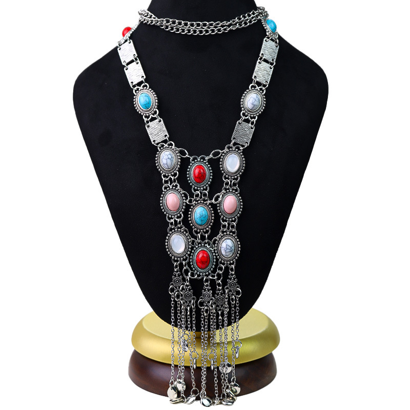 Lange Böhmische Statement Kette Ethno Stil Für Damen Vintage_voghion.com