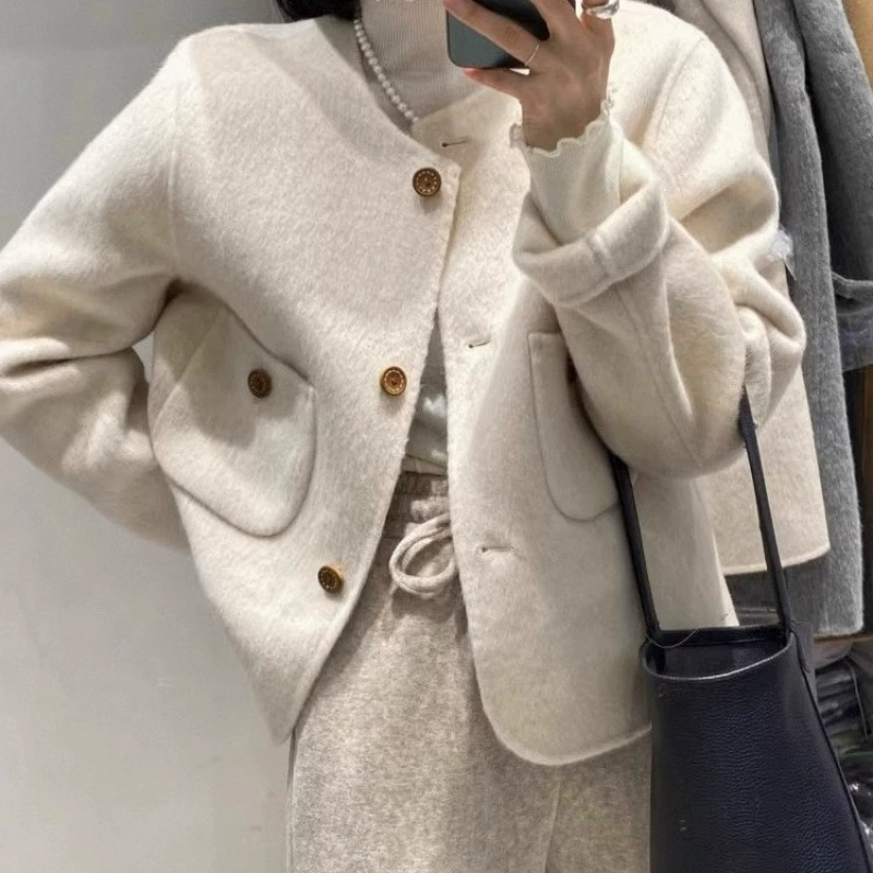 Осеннее короткое sexy шерстяное пальто, для подростков