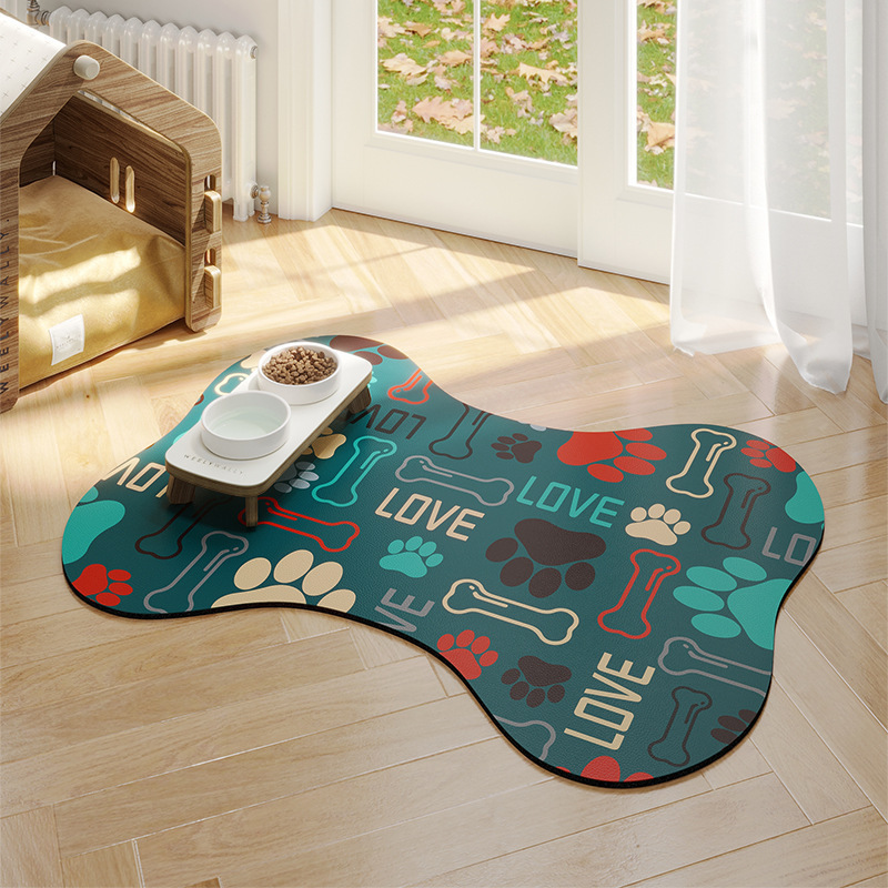 TEMU special-shaped bone diatom mud easy-care floor mat cute pet…