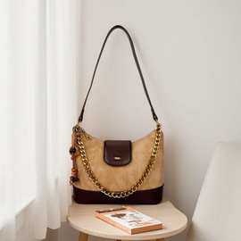 小香风链条包魅雾棕语托特包包女款秋冬菱格通勤包百搭单肩斜挎包