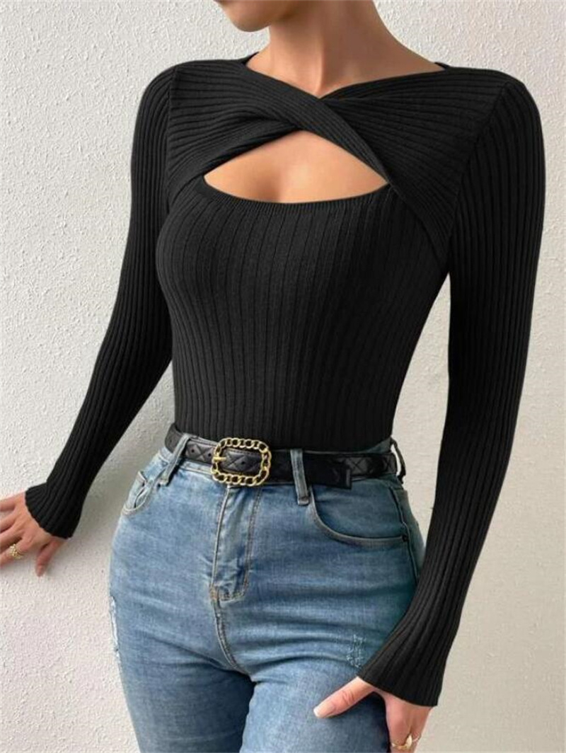 154g Weight Long Sleeve Sleeve Length Pullovers Placket Type Regular Sleeve Sleeve Type Polyester Fabric Type Regular Top Length Sweater Tops Type Holiday, Daily Occasion U Neck Neckline Slim Fit Type Solid Color Pattern Winter, Autumn Season Women's Gender Elegant, Streetwear Style Wholesale Women's Elegant Streetwear Solid Color Long Sleeve Sweaters & Cardigans 6