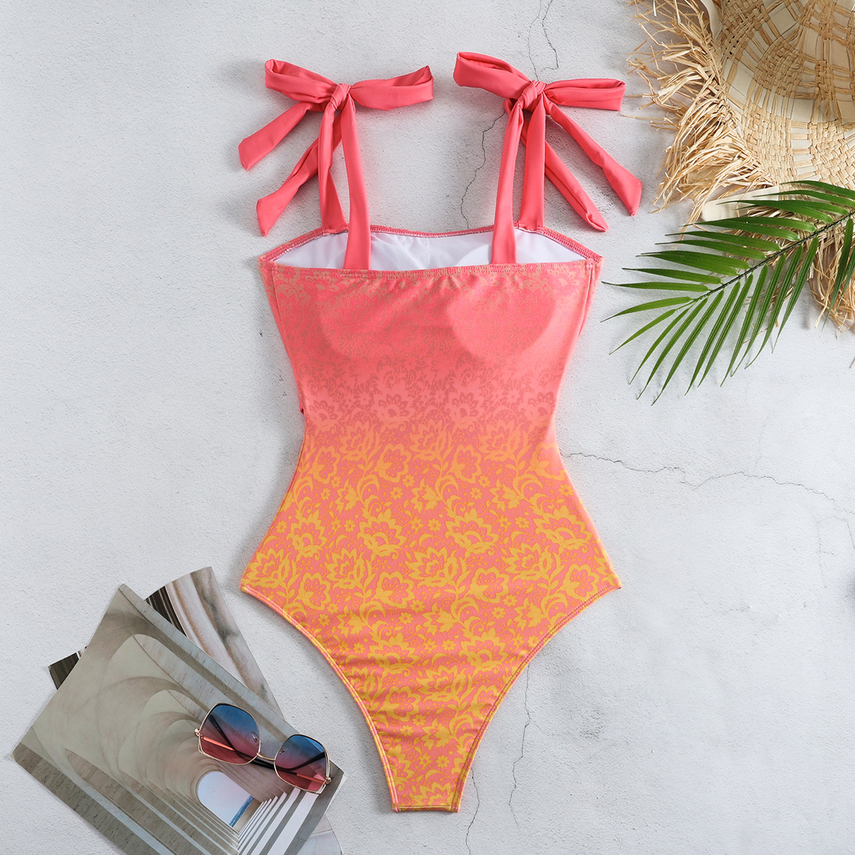Women's Vacation Ditsy Floral Gradient Color 2 Pieces Set One Piece Swimwear display picture 6
