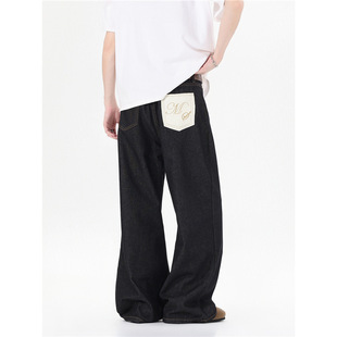 Baggy Original Color Jeans Men's Summer American Retro Trendy Brand High-End Loose Casual Washed Wide-Leg Pants
