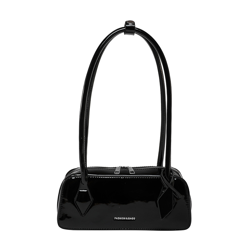 Bolso de axila de textura de alta calidad 2025 verano nuevo bolso femenino moda alfabeto bolso de hombro brillante charol marea