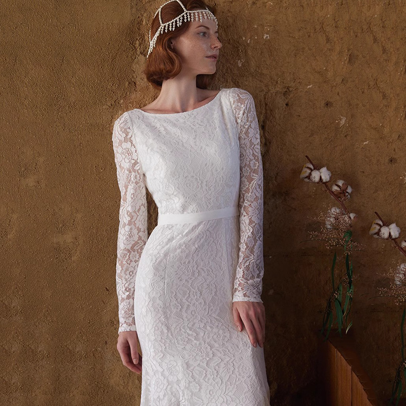 Toast dress bride registration engagement wedding white dress high-end light luxury niche retro lace party evening ceremony