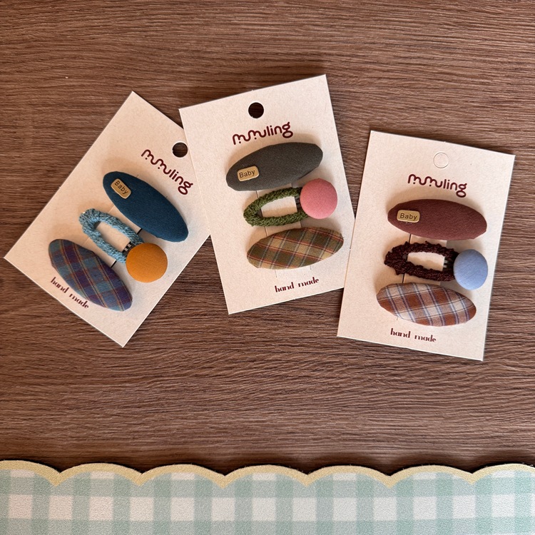 Korean Style New Children's Hair Clips Cute Button Oval Edge Clips...