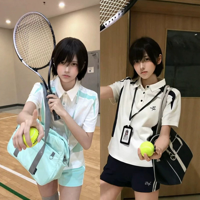 Campus Sports Style Jk Uniform Gymnastics Suit Student Versatile Short-Sleeved Polo Shirt Top Embroidered Casual Shorts
