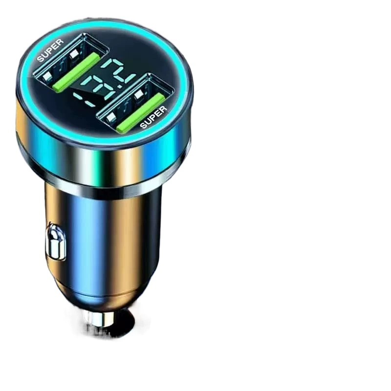 Новый 100w двойной порт USB автомобильного зарядного устройства qc3.1+pd цифровой дисплей алюминиевый сплав быстрая зарядка головка автомобильного зарядного устройства одно на два