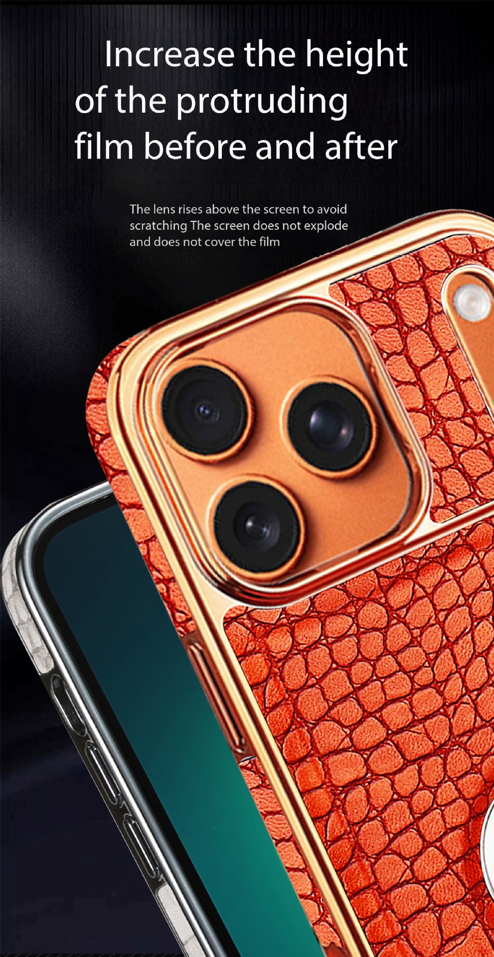 Ốp lưng iPhone 16 Pro Max da vân cá sấu cao cấp, có chân đế và hỗ trợ sạc từ tính — Màu đen, Màu xanh lam, Màu nâu nhạt, Màu nâu đậm chi tiết 2