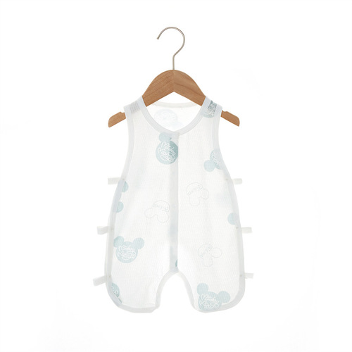 Baby one-piece summer pipa dress ultra-thin pure cotton infant newborn sleeveless lace-up backless top crawling suit