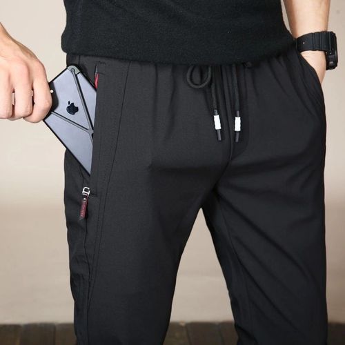 Men's Ice Silk Thin Casual Pants Men's Plus Size Spring and Summer Slim Fit Sports Pants Men's Loose Straight Leg Long Pants Chang Zhen