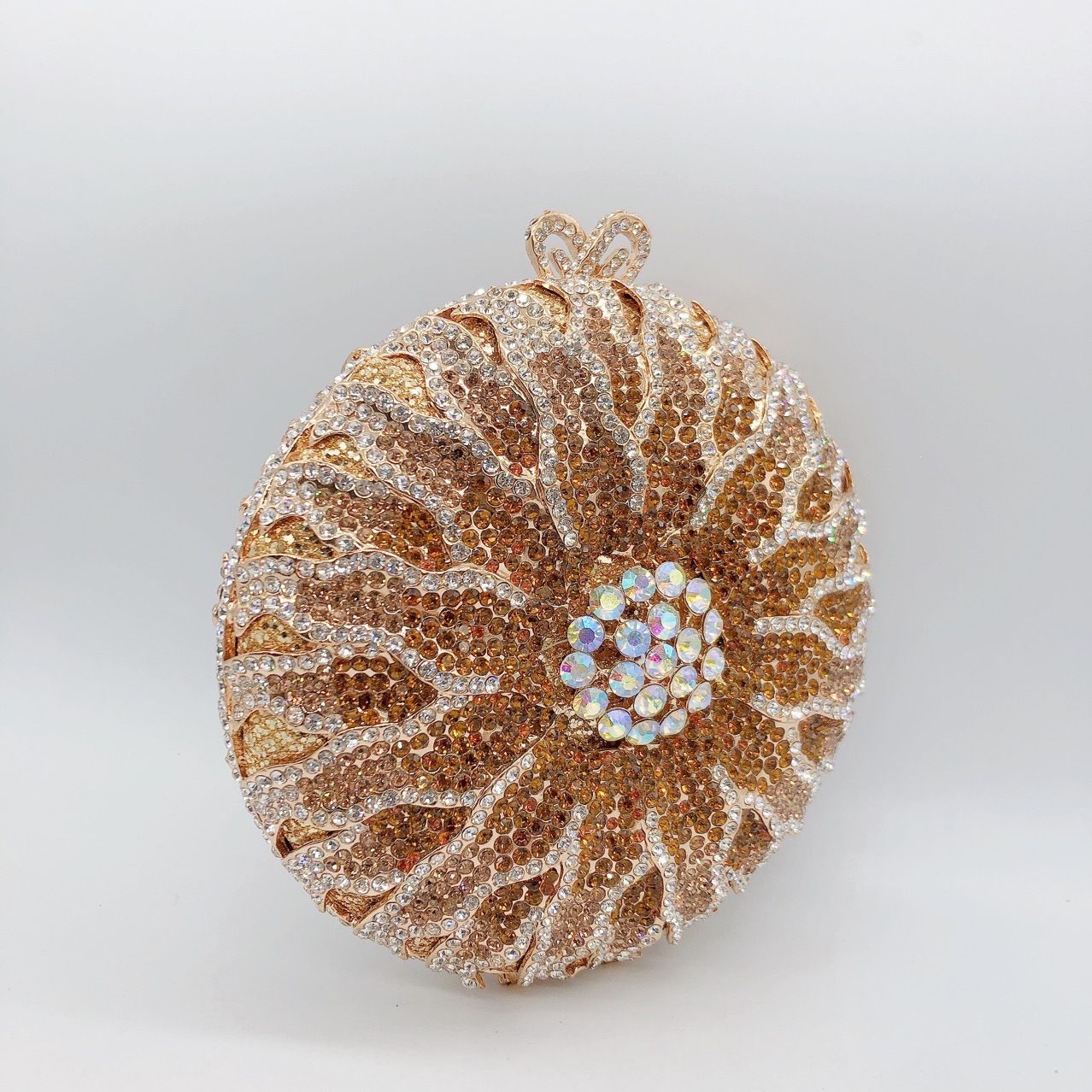 * transfronterizo nuevo paquete de diamantes de la cena del dios del sol bolso de diamantes redondo completo bolso de diamantes de banquete europeo y americano de mano bolso de diamantes de mujer embrague