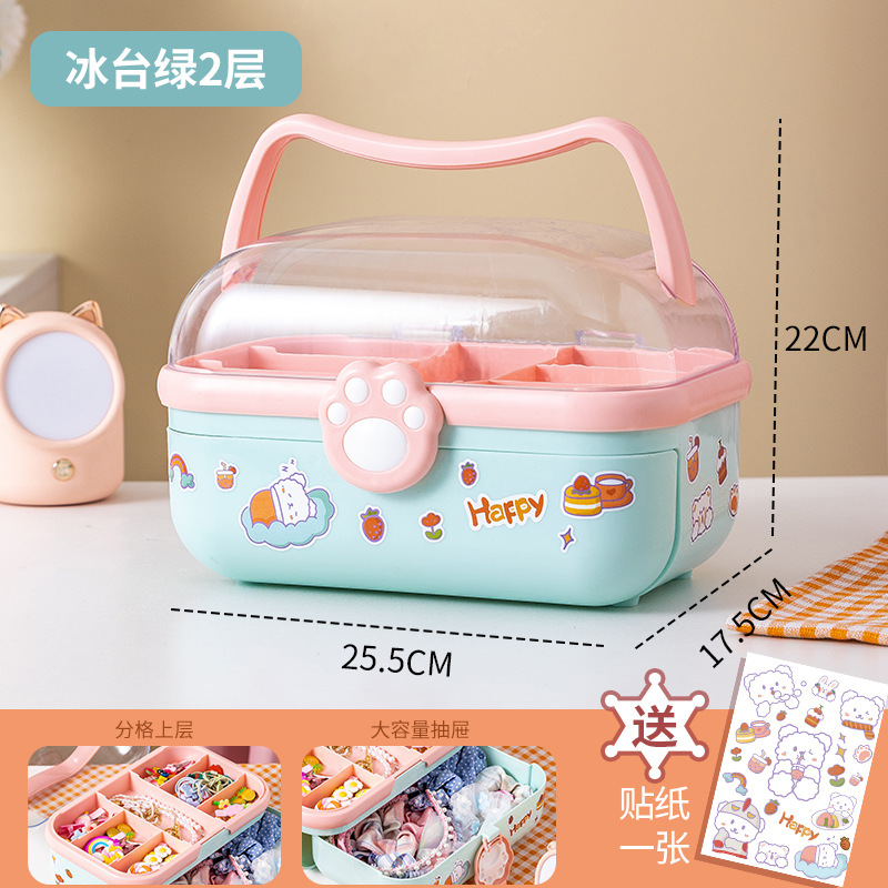 Caja de almacenamiento de escritorio portátil de plástico caja de almacenamiento multifuncional accesorios para el cabello caja de almacenamiento linda chica horquilla caja de joyería