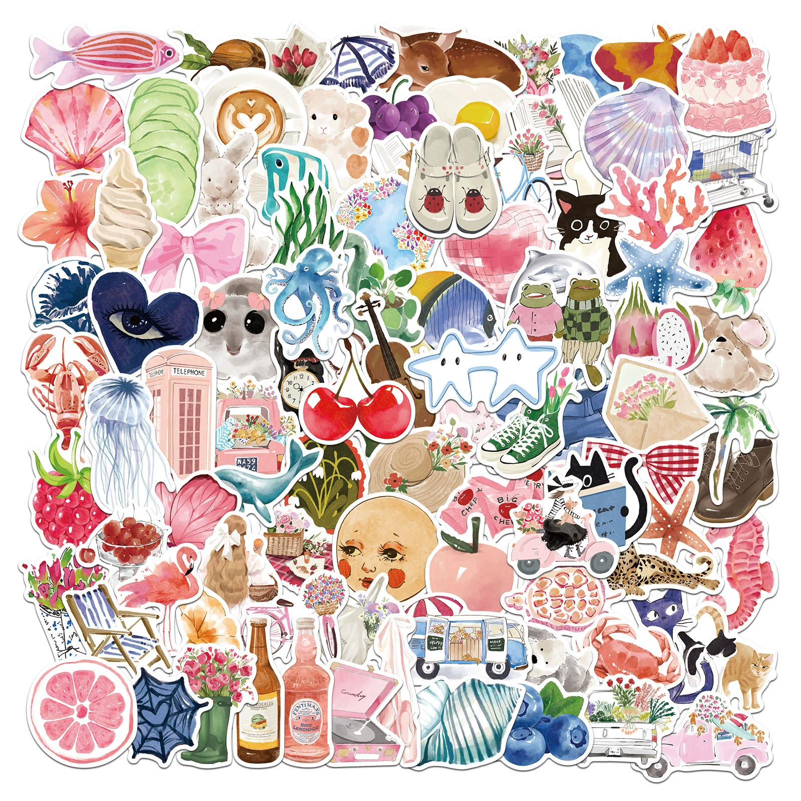100 трансграничных акварельных наклеек для дневника, граффити, «сделай сам», чемодан, ноутбук, чашка для воды, декоративные наклейки, водонепроницаемые