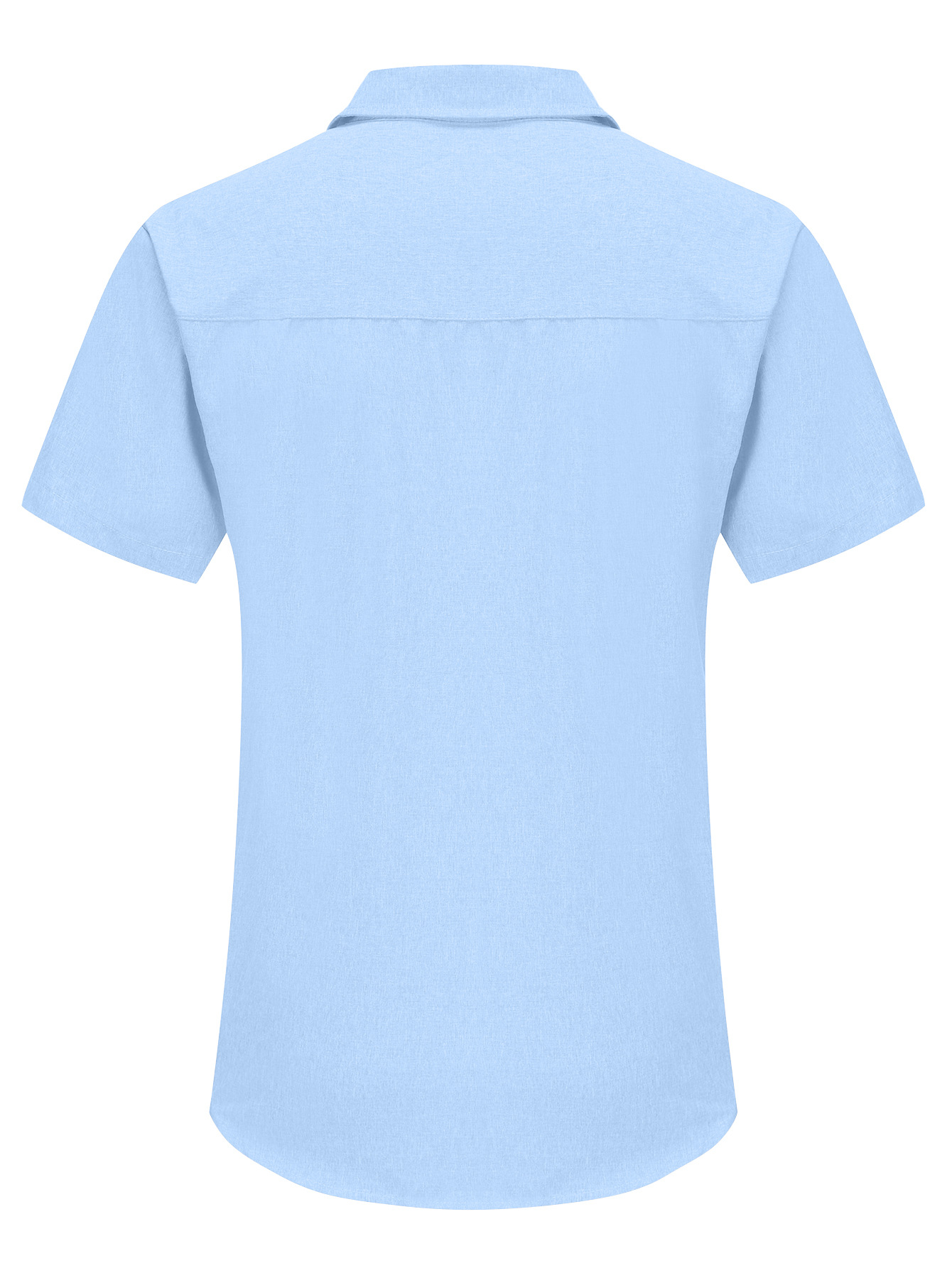 Herrenhemd, sommerlicher, kühler Strandurlaub, kurzärmliger, einfarbiger, lockerer Kragen, Oberteil mit bügelfreien Knöpfen_voghion.com