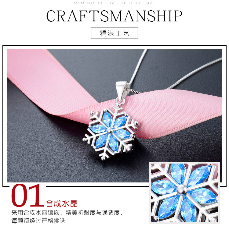 Korean Fashion Necklace Accessories S925 Silver Inlaid Crystal Snowflake Pendant display picture 3