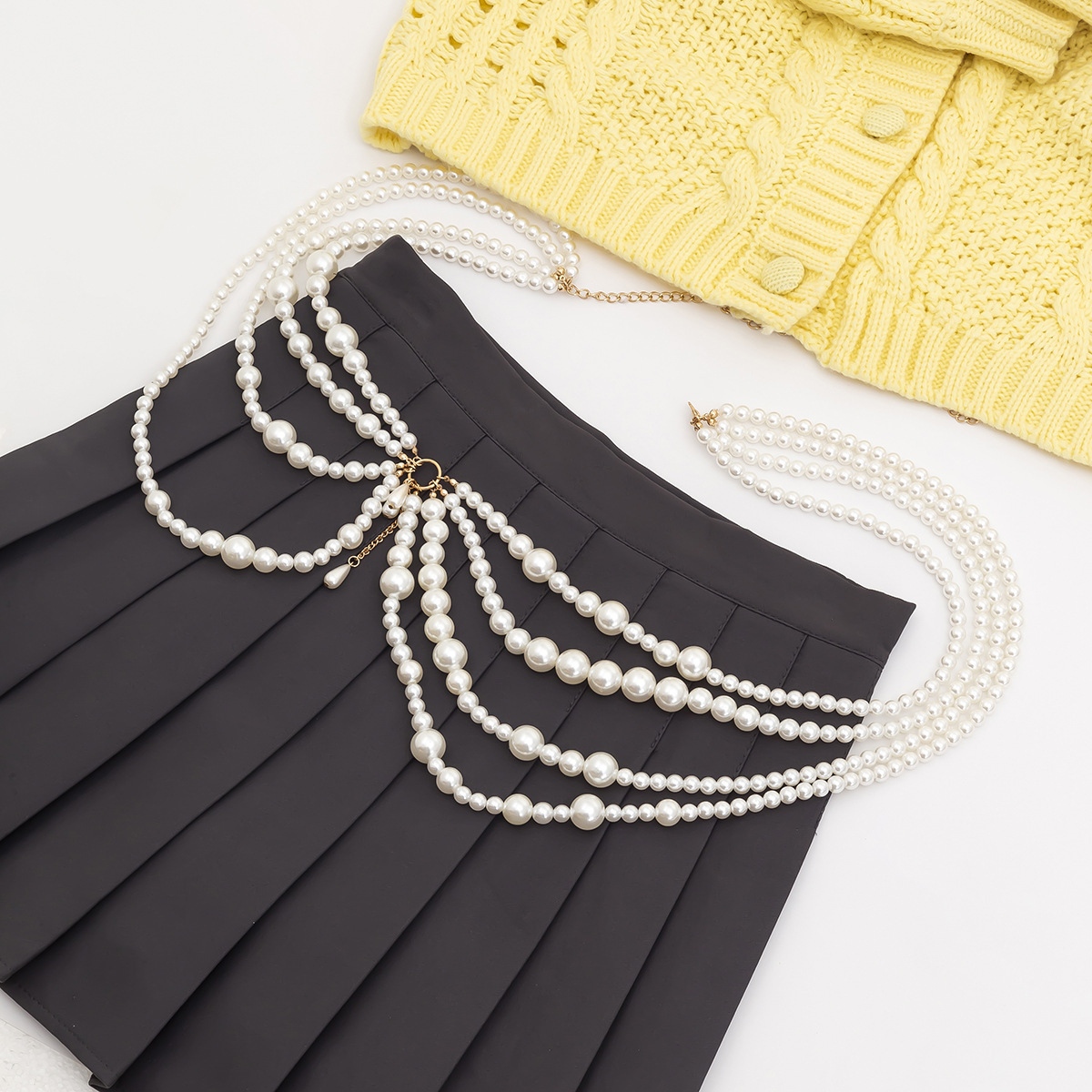 145g Weight Waist Chain Classification 1 Piece Quantity Holiday, Beach Occasion Plastic Material Pearl Pattern Women's Gender Tassel Design Elegant, Sexy Style Elegant Sexy Pearl Plastic Tassel Women's Chain Belts 12