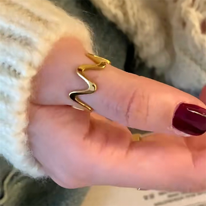 Geometric Pattern Women'S Gender Retro Lady Streetwear Geometric Stainless Steel Rings