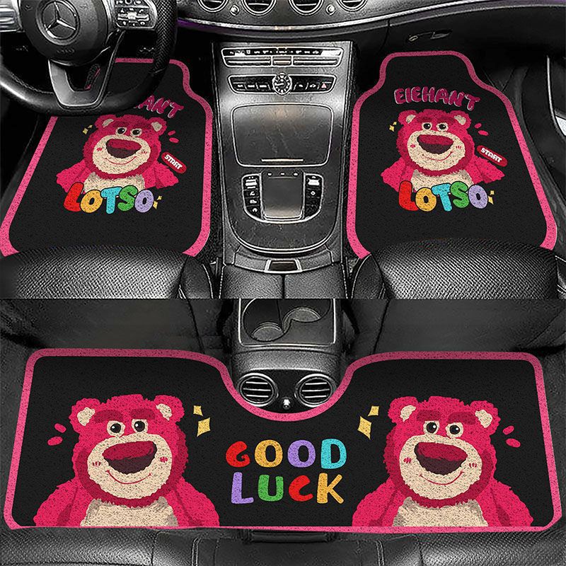 Cartoon Bear Car Mat Universal Cuttable Wear-resistant Mat Household Car Interior Dirt-resistant Easy-care Silk Loop Floor Mat