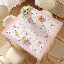 美式田园花卉高级感防水防油免洗小方桌皮革餐桌布正方形桌桌垫布