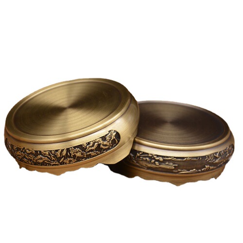 Hongda wholesale brass relief landscape copper base gourd incense burner base copper ornaments