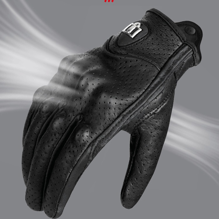 Guantes de ciclismo Guantes de ciclismo engrosados Motos de brisa primaveral Guantes a prueba de viento de piel de oveja transpirables de alta eficiencia para motocicleta