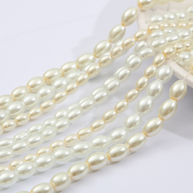 120 Glass Imitation Pearl Oval Loose Beads Handmade DIY Necklace Bracelet Ear Jewelry Accessories Factory Direct Sales Wholesale