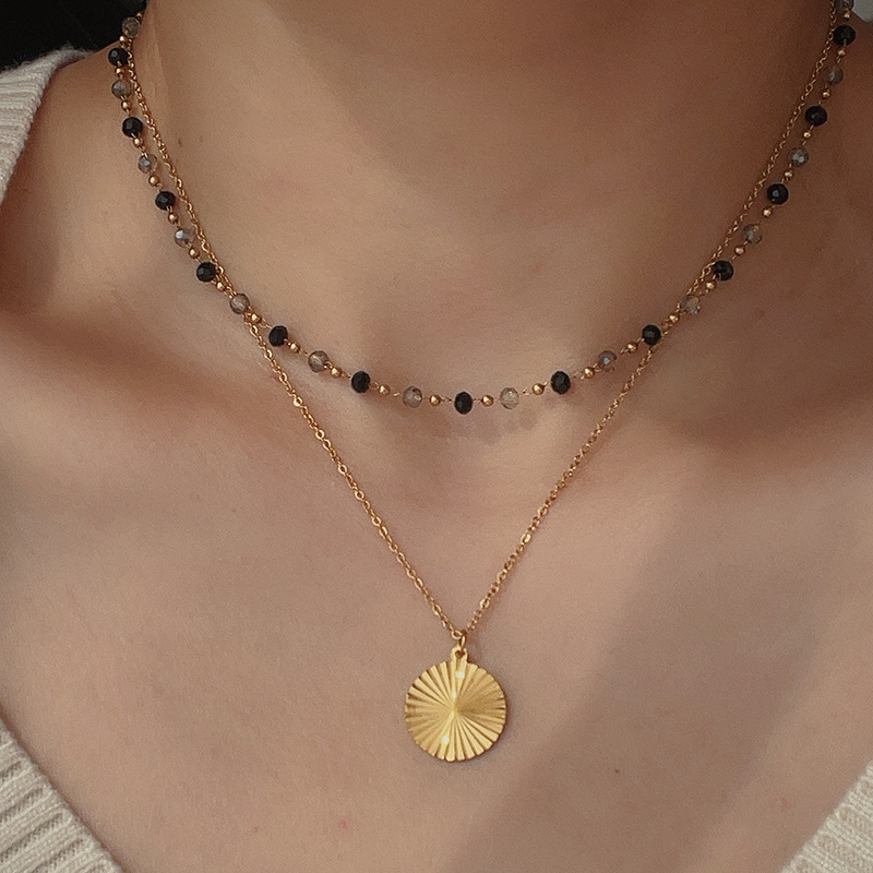 9g Weight Necklace Classification Elegant Lady Geometric Artificial Crystal Titanium Steel Plating Necklace