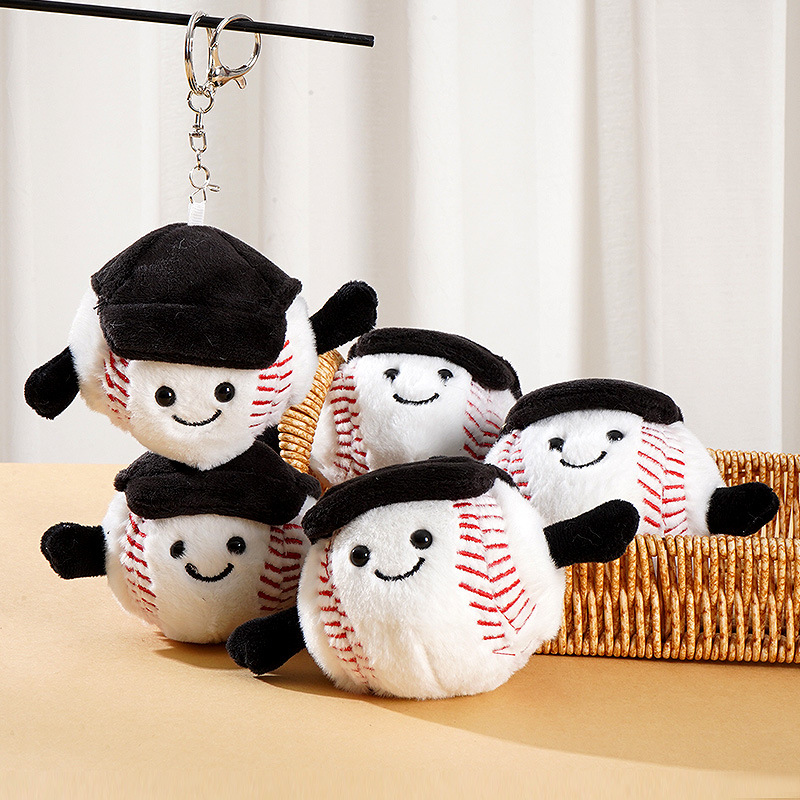 Cartoon cute baseball hat pendant fun sports baseball keychain backpack pendant doll pendant wholesale