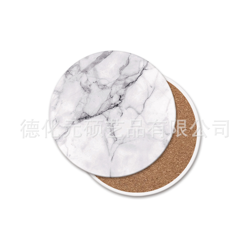 Amazon popular blanco Marbling cerámica absorbente posavasos decoración del hogar Logo de una sola pieza entrega