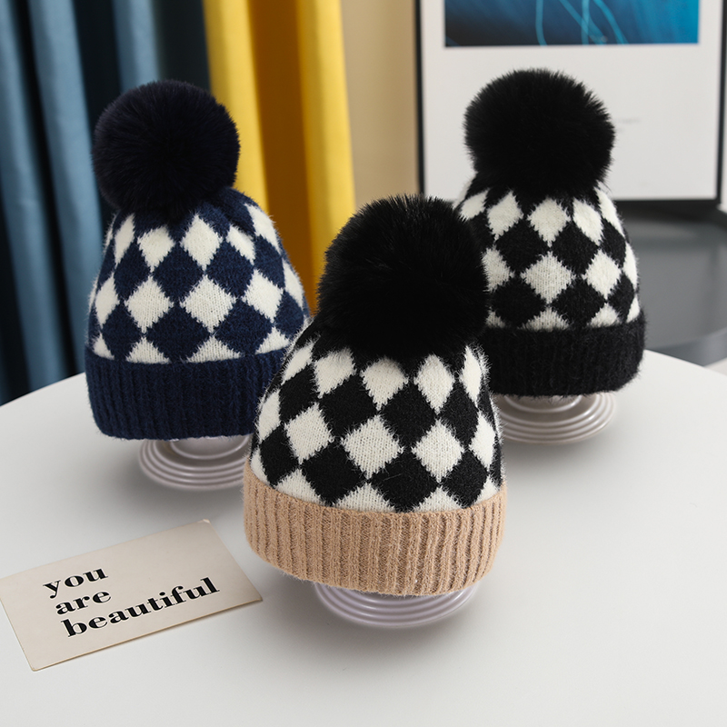 Children Unisex Basic Streetwear Plaid Wool Cap display picture 1