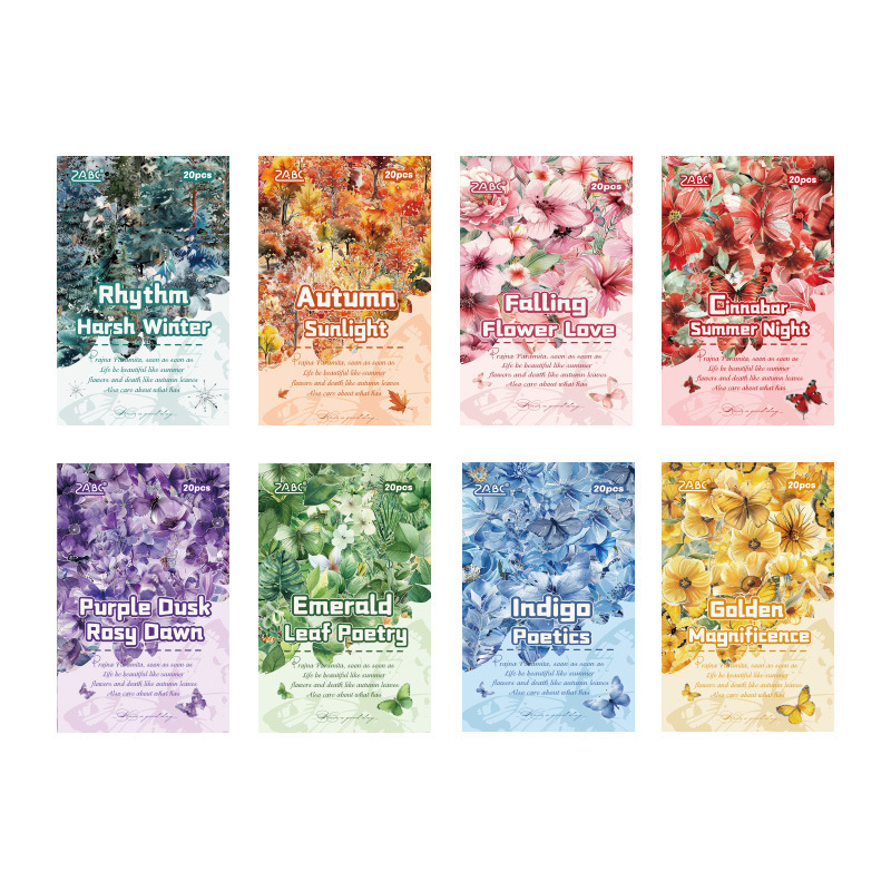 Imágenes de flores y pegatinas de papel diarios de mano materiales decorativos transfronterizos plantas retro flores pegatinas de mano