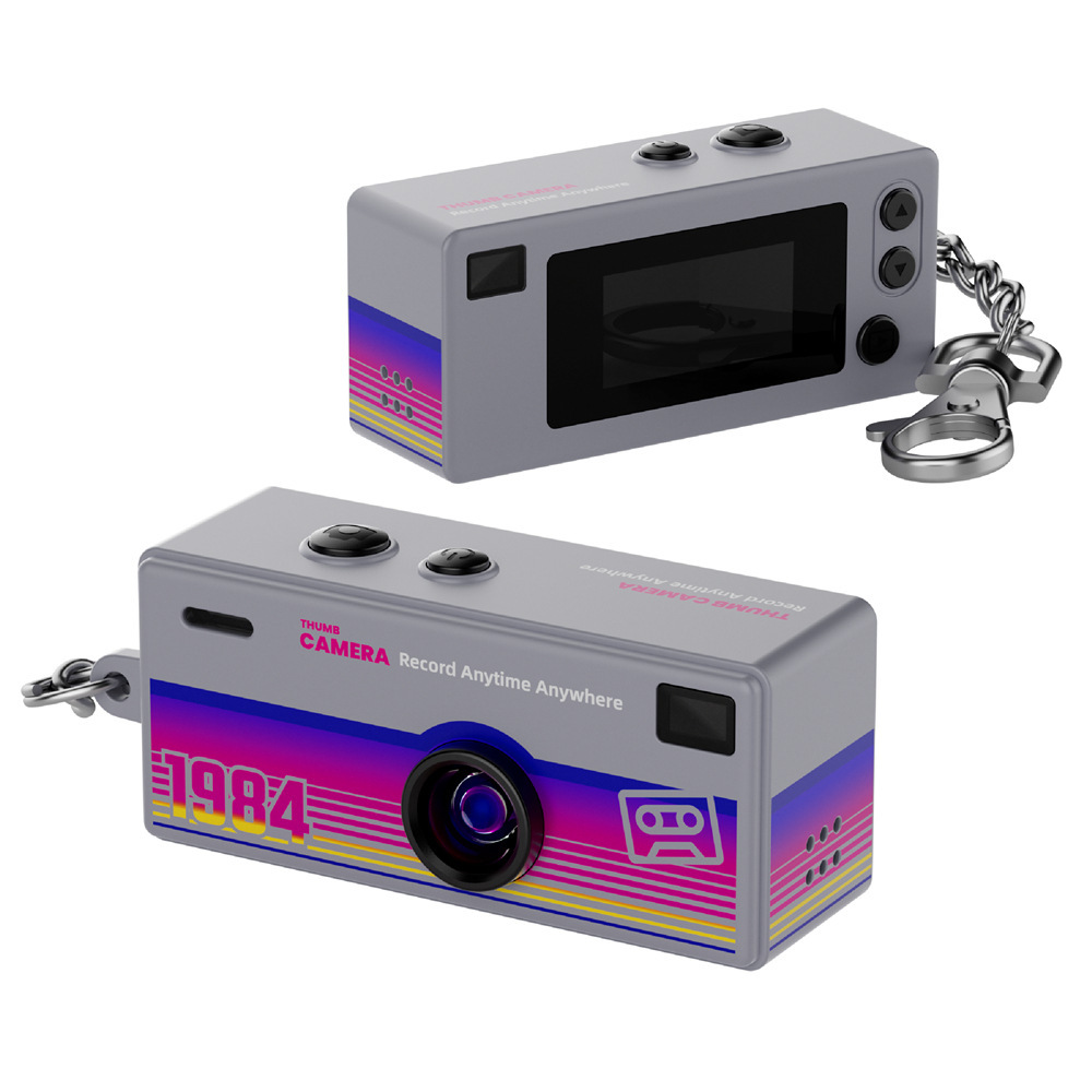 Cámara de pulgar retro fiesta estudiantil pequeña cámara portátil fotográfica de video bolsillo fotográfico moda juegos colgantes