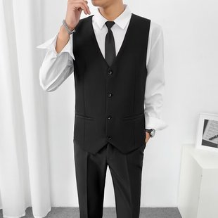Men's Suit Vest Autumn Bridegroom Wedding Dress Overalls Vest Best Man Brothers Men's Loose Suit