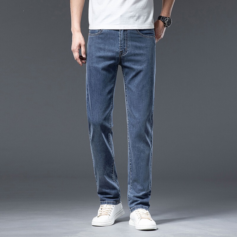2026 Summer New Straight-Leg Men's Jeans Tencel Cotton Lyocell Versatile Breathable Comfortable Long Pants Men's Trousers