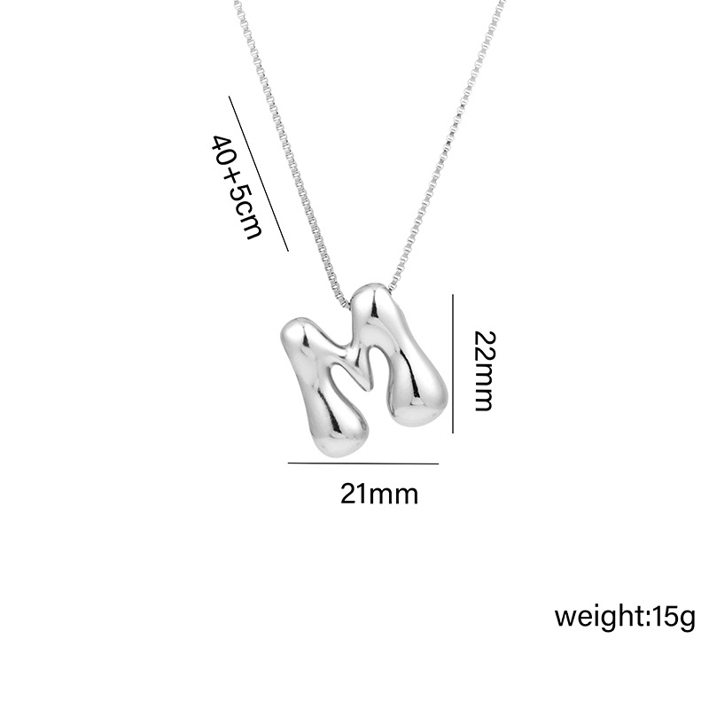 12g Weight Vacuum Plating Gold Plating Process White Gold Plated Plating Material Copper Pendant Material Pendant Necklace Classification Copper Chain Material 1 Piece Quantity Daily Occasion Copper Material Letter Pattern Women's Gender Plating Design Basic Style Copper White Gold Plated Basic Plating Letter Pendant Necklace 13