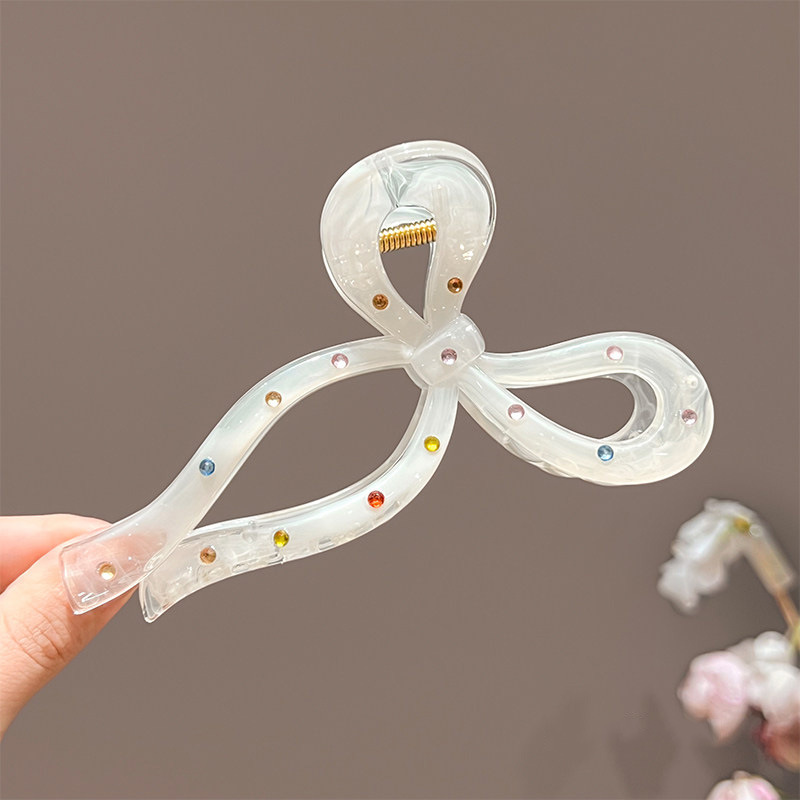 화이트 컬러 다이아몬드 리본 나비 매듭 [11CM]